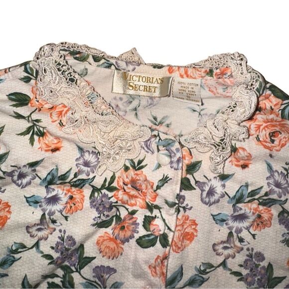 Vintage Gold Tag Victorias Secret 100% Cotton Floral Pajama Set - Size Small - Picture 5 of 10